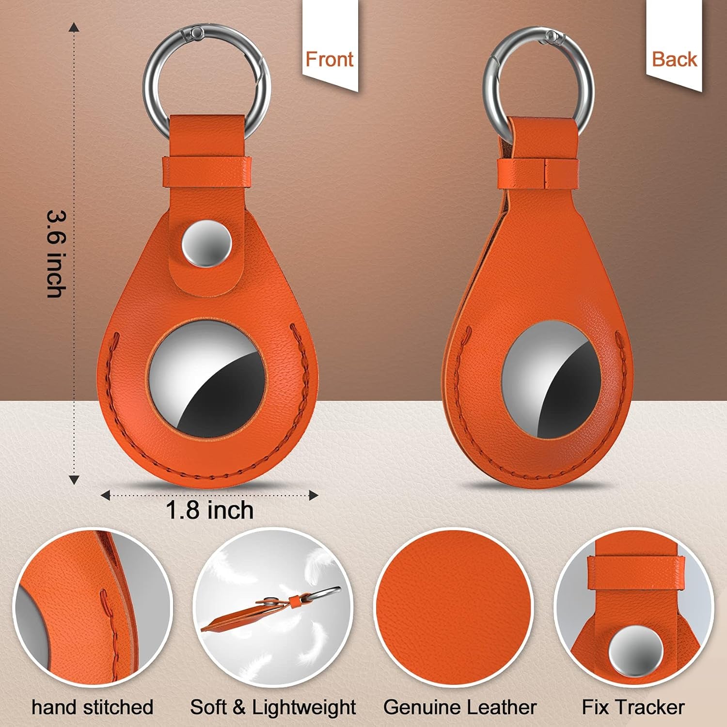 Genuine Leather Case for Apple Airtag Tracker, 4 Pack Protective Cover for Airtag Keychain Anti-Lost Airtag Secure Holder Anti-Scratch Airtag Case Cover for Airtag 2021 Key Ring Pets Keys Bag Finder