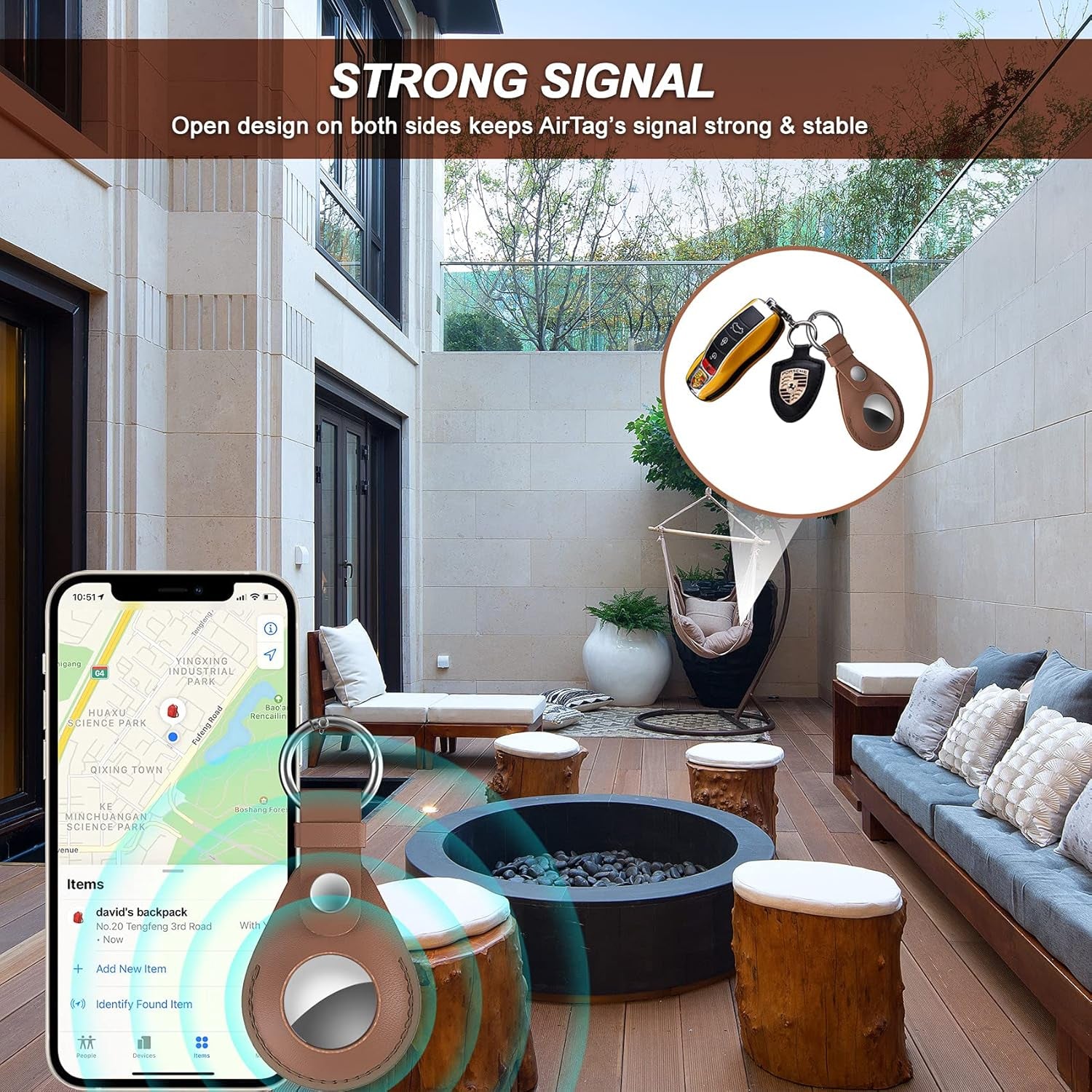 Genuine Leather Case for Apple Airtag Tracker, 4 Pack Protective Cover for Airtag Keychain Anti-Lost Airtag Secure Holder Anti-Scratch Airtag Case Cover for Airtag 2021 Key Ring Pets Keys Bag Finder