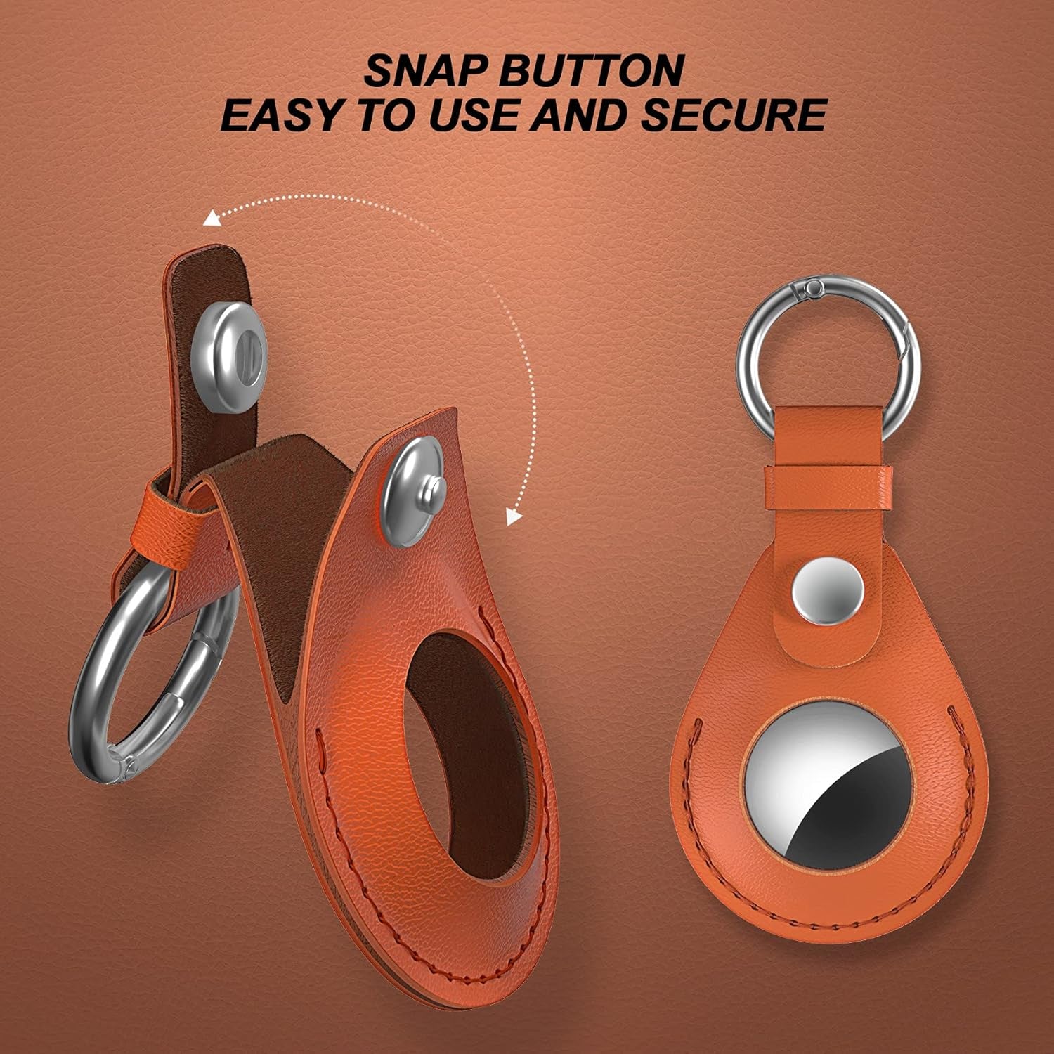 Genuine Leather Case for Apple Airtag Tracker, 4 Pack Protective Cover for Airtag Keychain Anti-Lost Airtag Secure Holder Anti-Scratch Airtag Case Cover for Airtag 2021 Key Ring Pets Keys Bag Finder